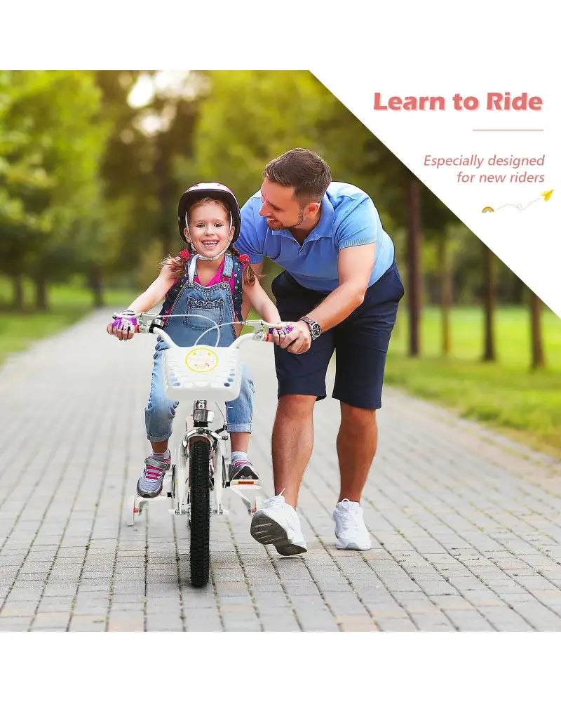 18 Inch Kids Adjustable Bike Toddlers with Training Wheels-Pink - Pink - Kids Bike