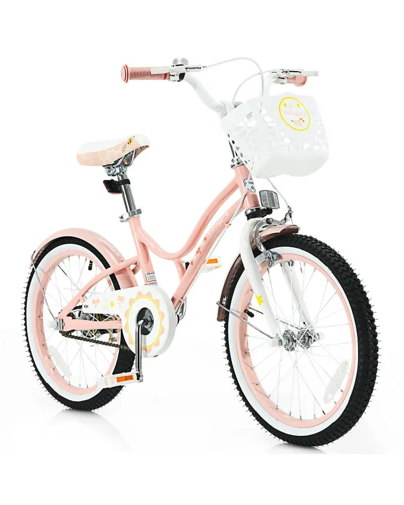 18 Inch Kids Adjustable Bike Toddlers with Training Wheels-Pink - Pink - Kids Bike