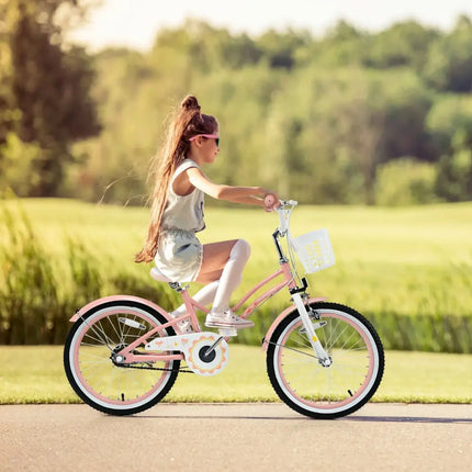 18 Inch Kids Adjustable Bike Toddlers with Training Wheels - Pink - Oasis Home Essentials