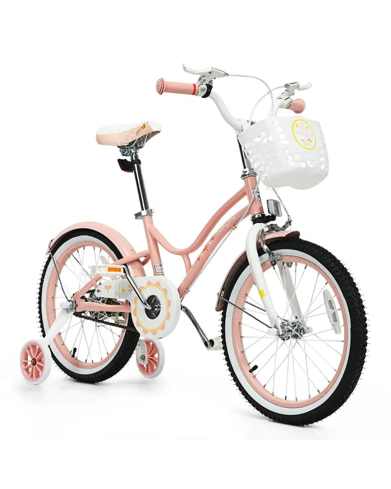 18 Inch Kids Adjustable Bike Toddlers with Training Wheels-Pink - Pink - Kids Bike