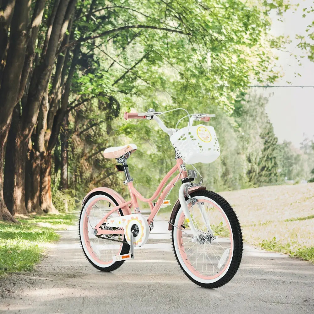 18 Inch Kids Adjustable Bike Toddlers with Training Wheels - Pink - Oasis Home Essentials