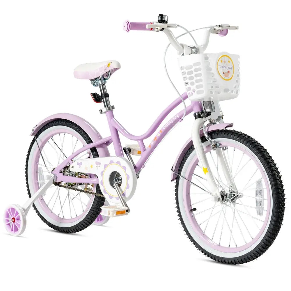 18 Inch Kids Adjustable Bike with Training Wheels - Purple - Oasis Home Essentials