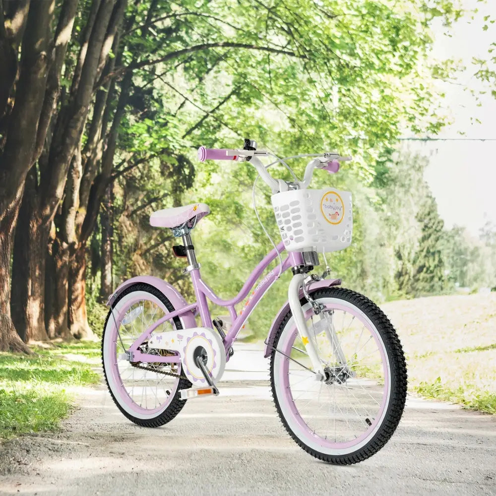18 Inch Kids Adjustable Bike with Training Wheels - Purple - Oasis Home Essentials