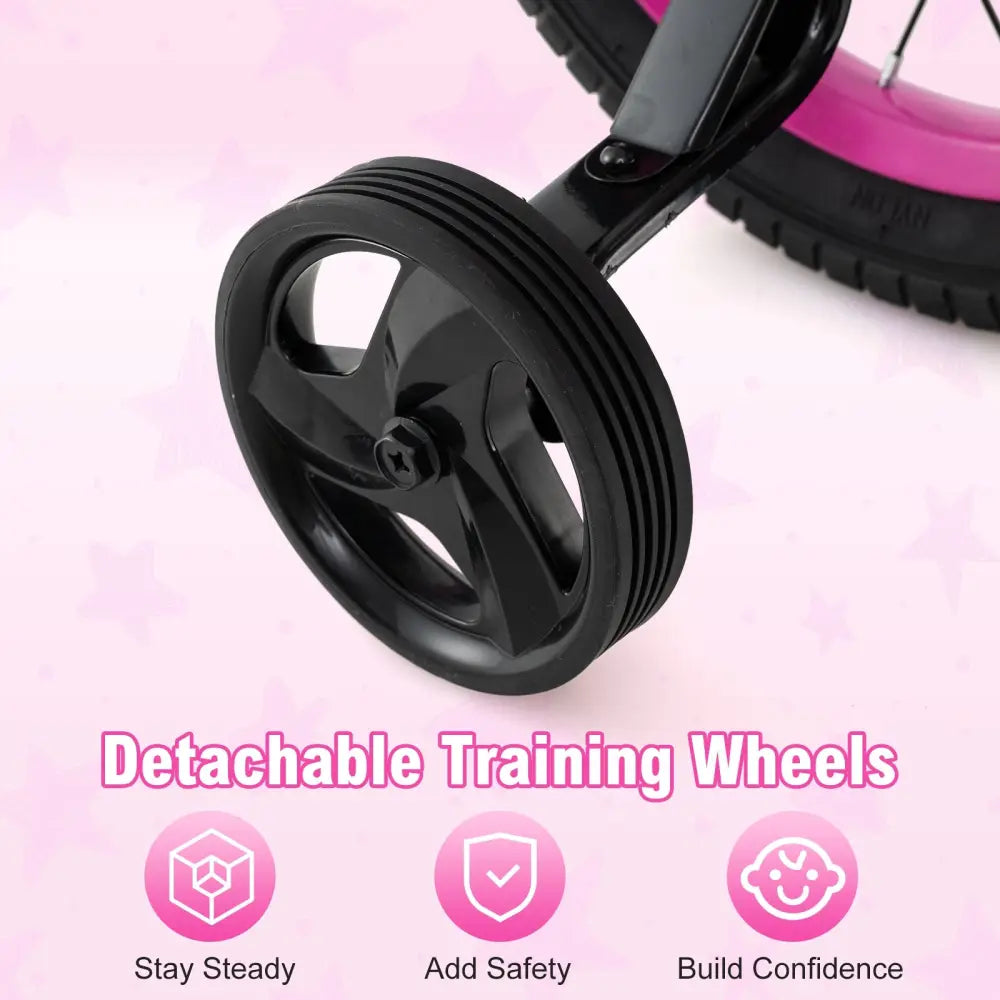 18 Inch Kids Bike Adjustable Bicycle with Front Basket for Children Aged 4-8 Years Old - Pink - Kids Bike