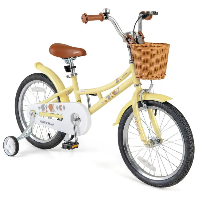 18 Inch Kids Bike Adjustable Bicycle with Reflectors and Bell for Children 4-8 Years Old-18 inches - Yellow - Kids Bike