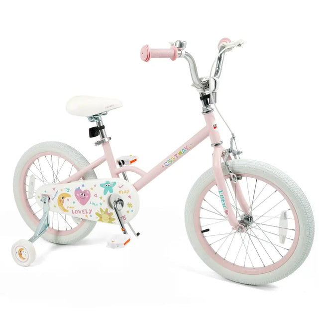 18 Inch Kids Bike Adjustable for 3-8 Years Old Children Pink - Stars & Moon - Pink - Kids Bike