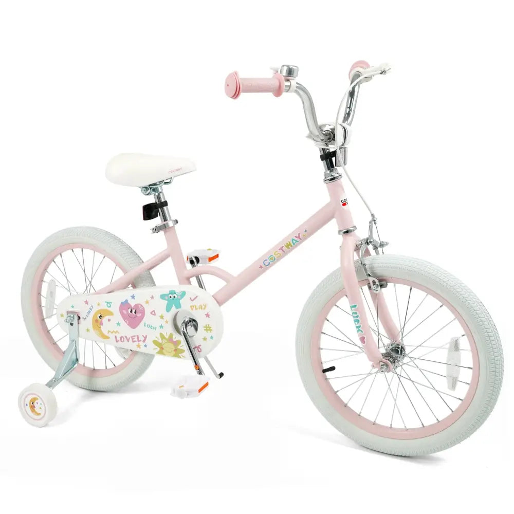 18 Inch Kids Bike Adjustable for 3-8 Years Old Children Pink - Stars & Moon - Pink - Kids Bike