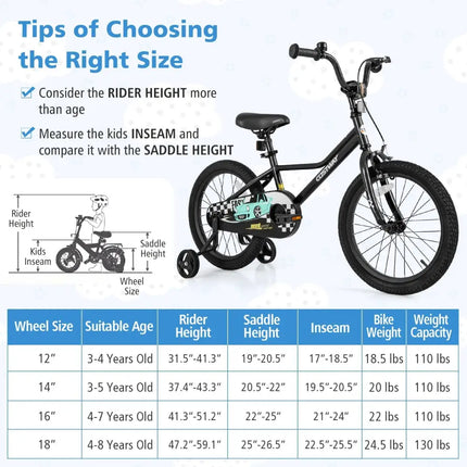 18 Inch Kids Bike Adjustable for 4 - 8 Years Old with Low - Step Frame - Oasis Home Essentials