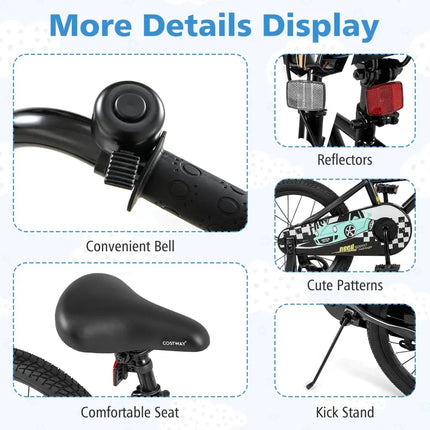 18 Inch Kids Bike Adjustable for 4 - 8 Years Old with Low - Step Frame - Oasis Home Essentials