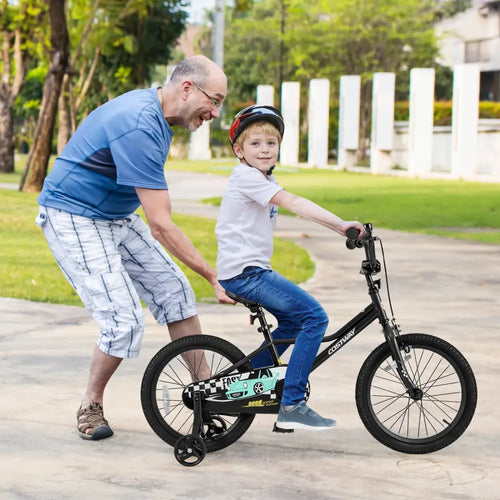 18 Inch Kids Bike Adjustable for 4-8 Years Old with Low-Step Frame - Black - Kids Bike