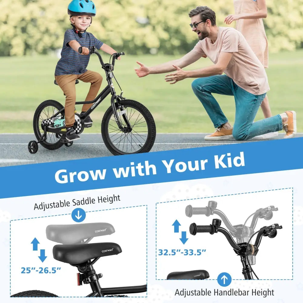 18 Inch Kids Bike Adjustable for 4 - 8 Years Old with Low - Step Frame - Oasis Home Essentials