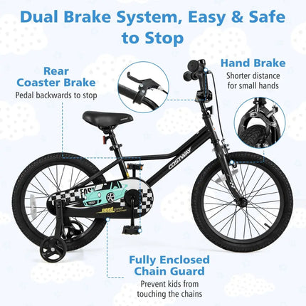 18 Inch Kids Bike Adjustable for 4 - 8 Years Old with Low - Step Frame - Oasis Home Essentials