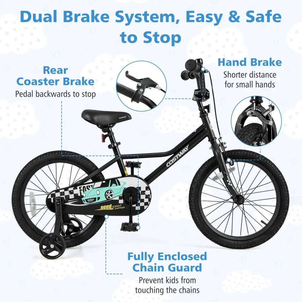 18 Inch Kids Bike Adjustable for 4 - 8 Years Old with Low - Step Frame - Oasis Home Essentials