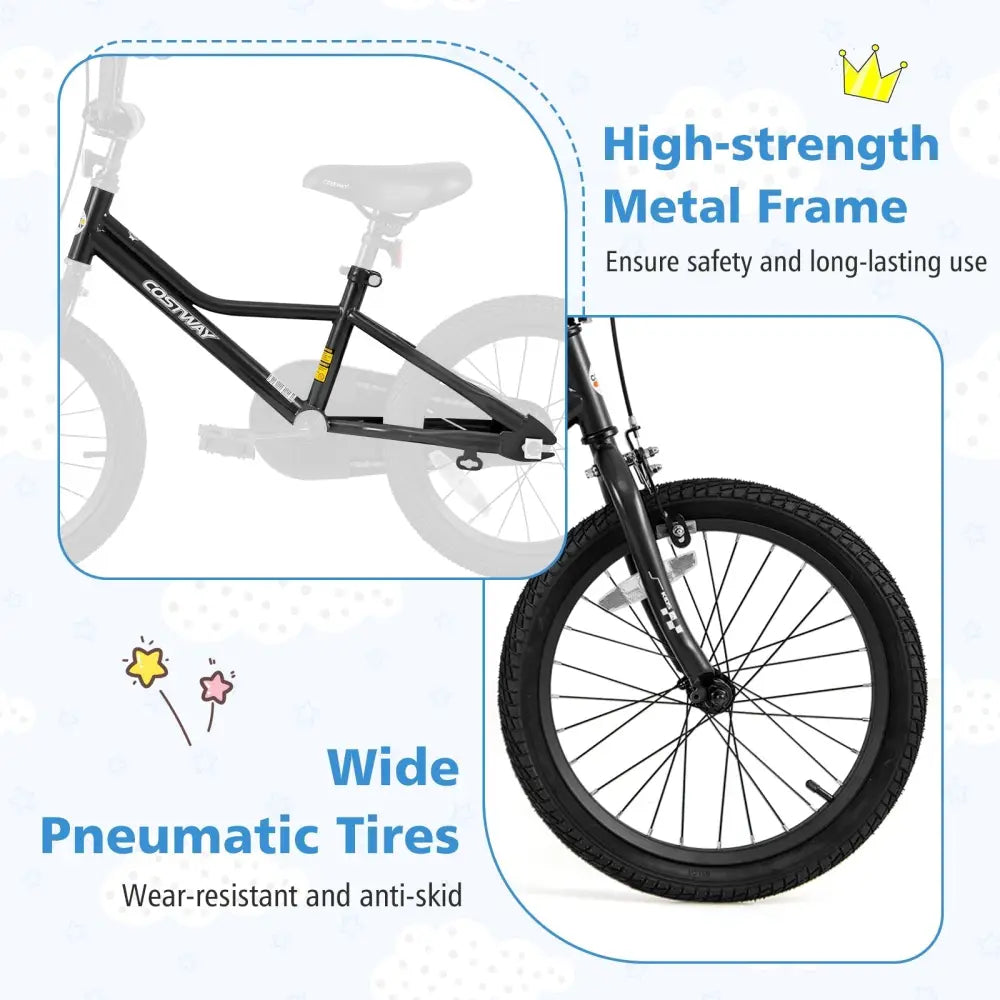 18 Inch Kids Bike Adjustable for 4 - 8 Years Old with Low - Step Frame - Oasis Home Essentials