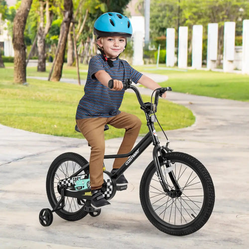 18 Inch Kids Bike Adjustable for 4-8 Years Old with Low-Step Frame - Black - Kids Bike