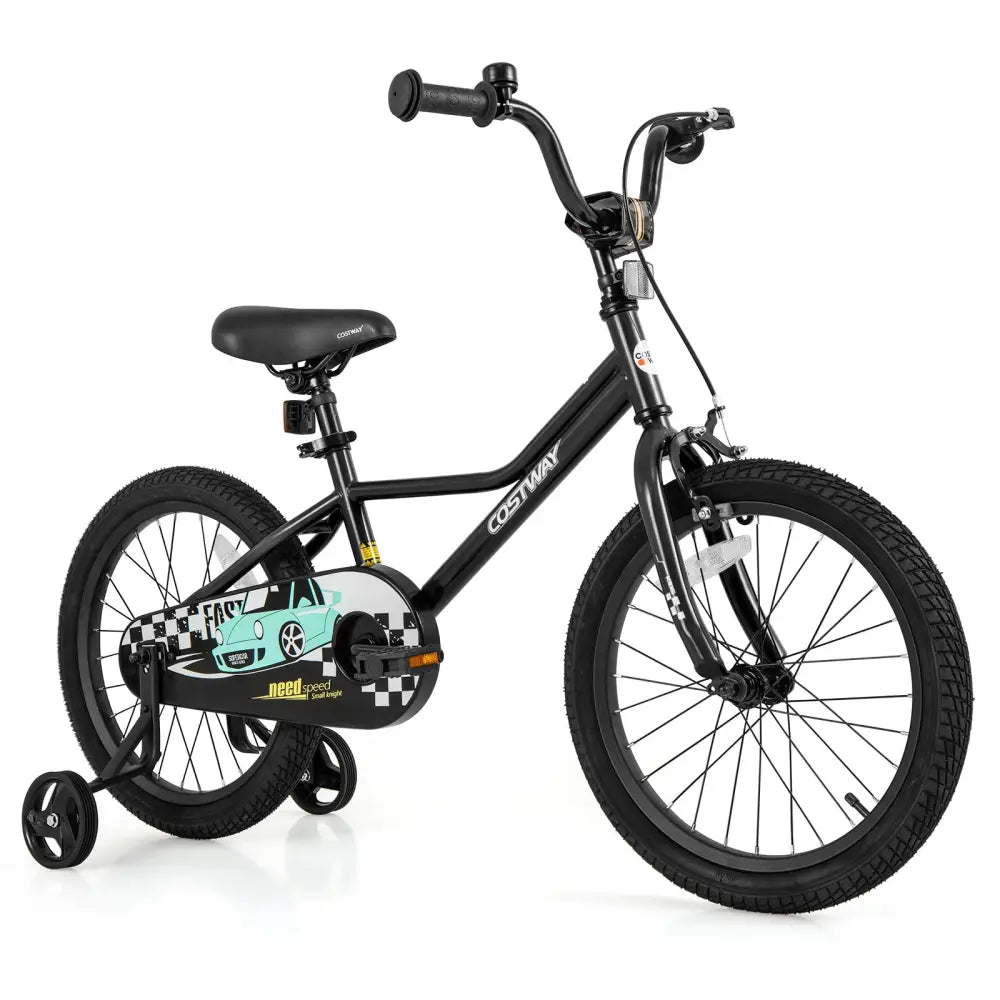 18 Inch Kids Bike Adjustable for 4-8 Years Old with Low-Step Frame - Black - Kids Bike