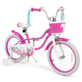 18 - Inch Kids Bike Adjustable with Basket and Streamers Rose Red - Princess of the Sea Theme - Oasis Home Essentials