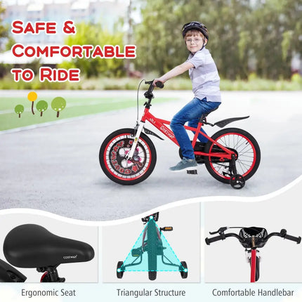 18 Inch Kids Bike Adjustable with Storage Basket and Double Brake for 4 - 8 Years Old - 18 inches - Oasis Home Essentials