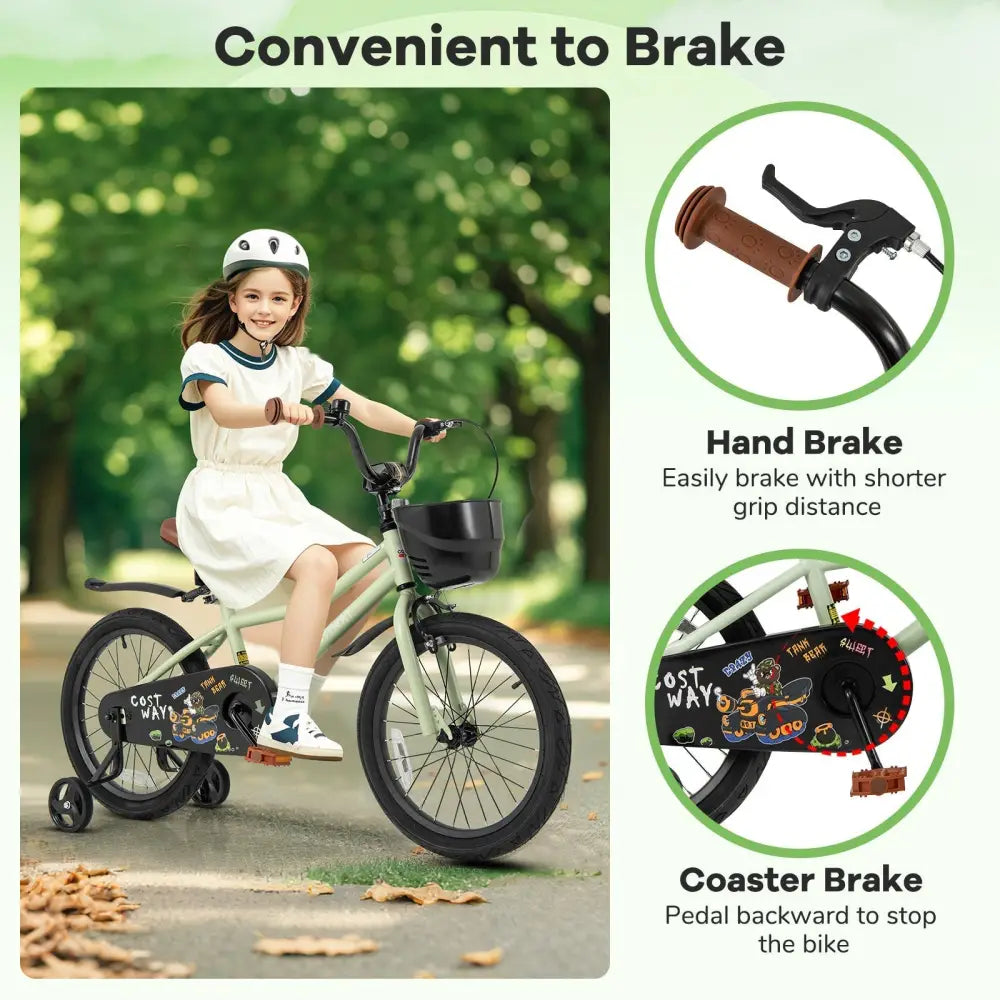 18 - Inch Kids Bike Adjustable with Training Wheels for 4 - 8 Years Old - Oasis Home Essentials
