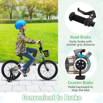 18 Inch Kids Bike Adjustable with Transparent Chain Cover for 4 - 8 Years Old - Oasis Home Essentials