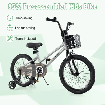18 Inch Kids Bike Adjustable with Transparent Chain Cover for 4 - 8 Years Old - Oasis Home Essentials