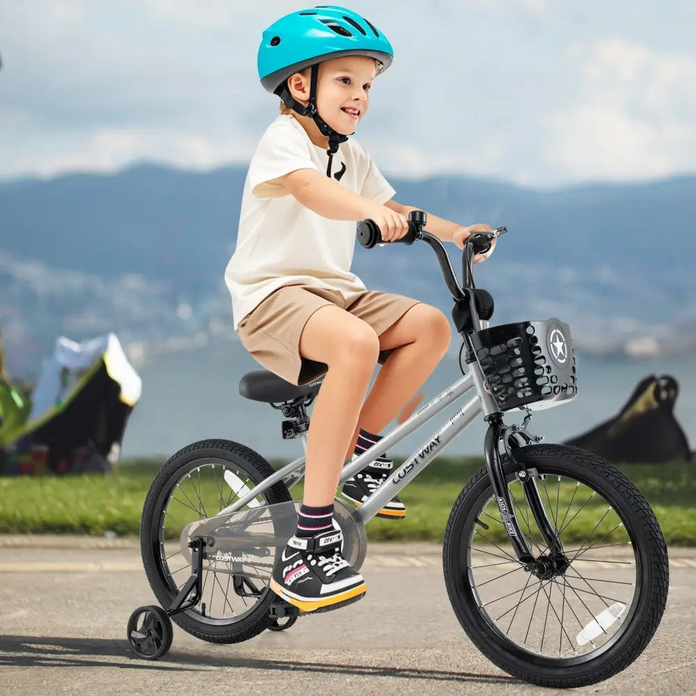 18 Inch Kids Bike Adjustable with Transparent Chain Cover for 4 - 8 Years Old - Oasis Home Essentials