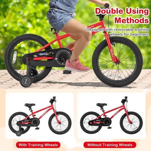 18-Inch Kids Bike Ages 3-8 with Handbrake and Coaster Brake and Bell Ring-18 inches - Red - Kids Bike