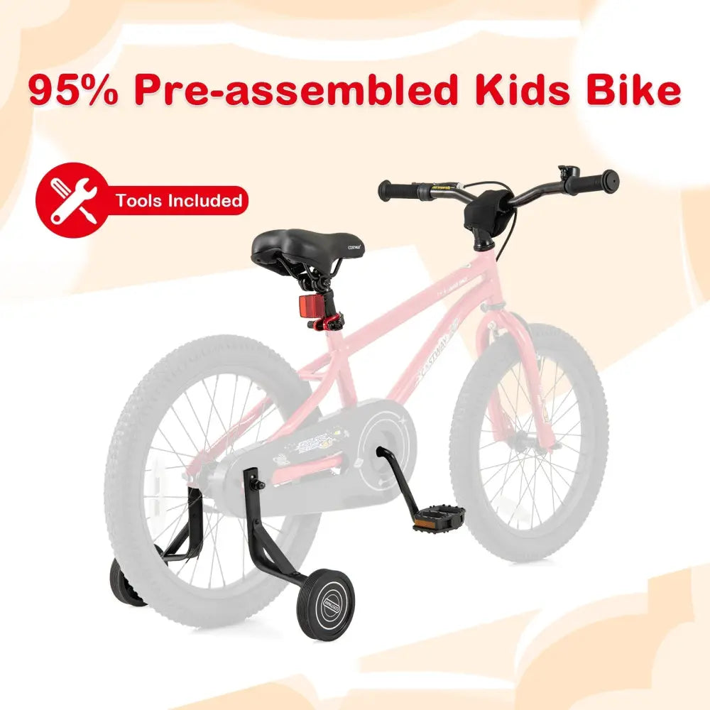 18 - Inch Kids Bike Ages 3 - 8 with Handbrake and Coaster Brake and Bell Ring - 18 inches - Oasis Home Essentials