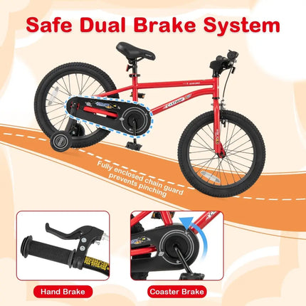 18 - Inch Kids Bike Ages 3 - 8 with Handbrake and Coaster Brake and Bell Ring - 18 inches - Oasis Home Essentials