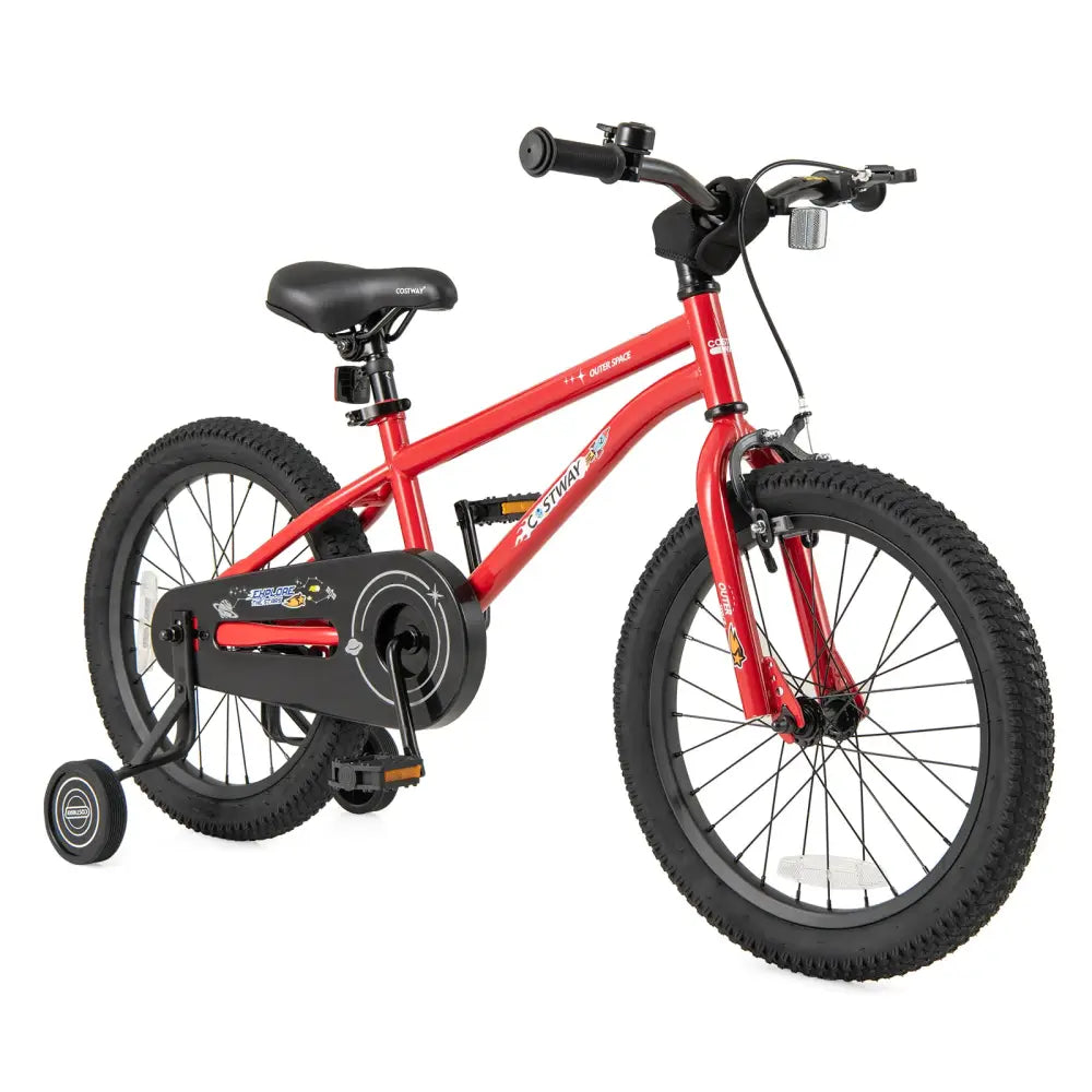 18-Inch Kids Bike Ages 3-8 with Handbrake and Coaster Brake and Bell Ring-18 inches - Red - Kids Bike