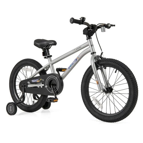 18-Inch Kids Bike Bicycle for Boys Girls 4-8 with High Carbon Steel Frame - Silver - Kids Bike