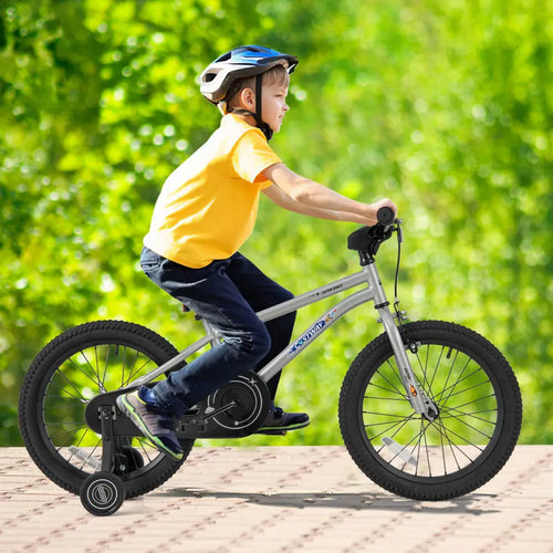 18-Inch Kids Bike Bicycle for Boys Girls 4-8 with High Carbon Steel Frame - Silver - Kids Bike