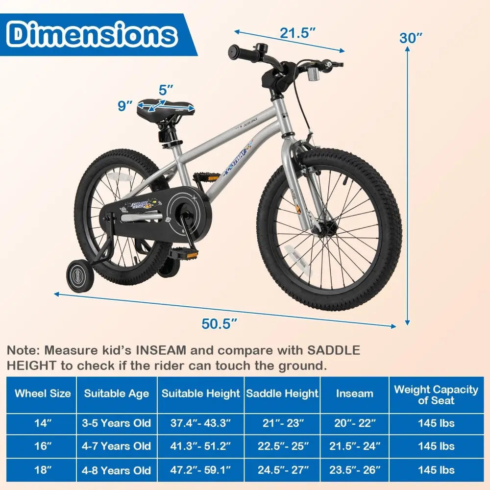 18 - Inch Kids Bike Bicycle for Boys Girls 4 - 8 with High Carbon Steel Frame - Oasis Home Essentials
