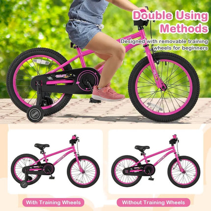 18 Inch Kids Bike for 4 - 8 Years Old Adjustable with Removable Training Wheels - Oasis Home Essentials