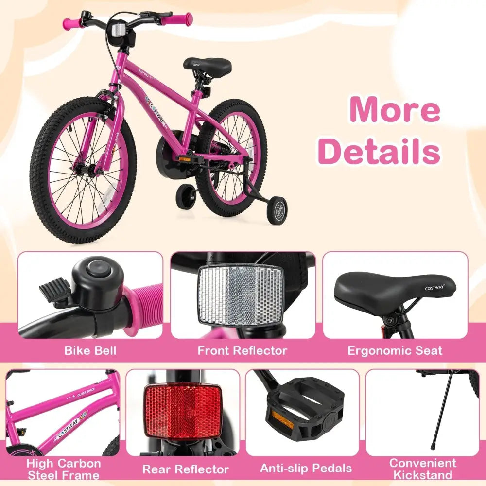 18 Inch Kids Bike for 4 - 8 Years Old Adjustable with Removable Training Wheels - Oasis Home Essentials