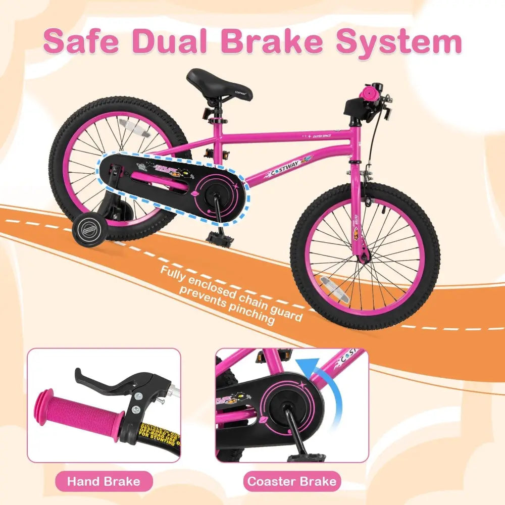 18 Inch Kids Bike for 4 - 8 Years Old Adjustable with Removable Training Wheels - Oasis Home Essentials