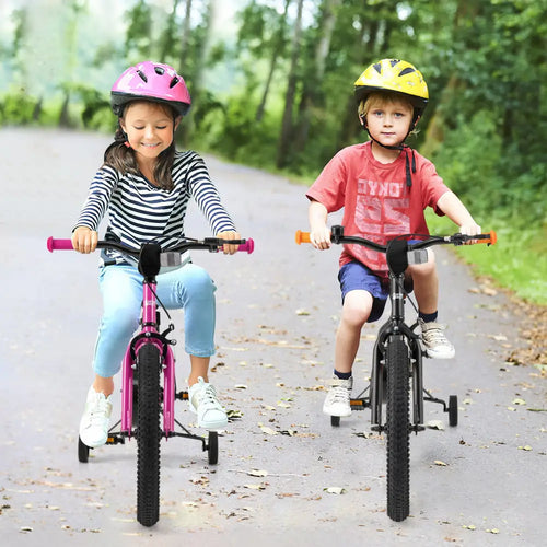 18 Inch Kids Bike for 4-8 Years Old Adjustable with Removable Training Wheels - Pink - Kids Bike
