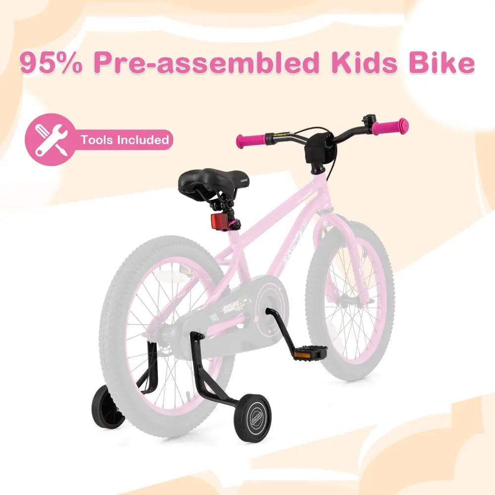 18 Inch Kids Bike for 4 - 8 Years Old Adjustable with Removable Training Wheels - Oasis Home Essentials