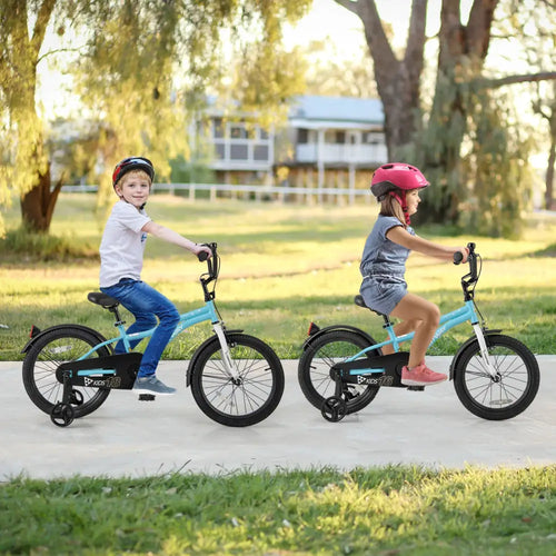 18-Inch Kids Bike for 4-8 Years Old Children Bicycle with Training Wheels - Blue - Kids Bike