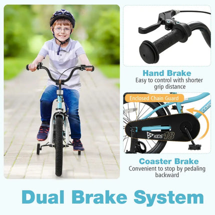 18 - Inch Kids Bike for 4 - 8 Years Old Children Bicycle with Training Wheels - Oasis Home Essentials
