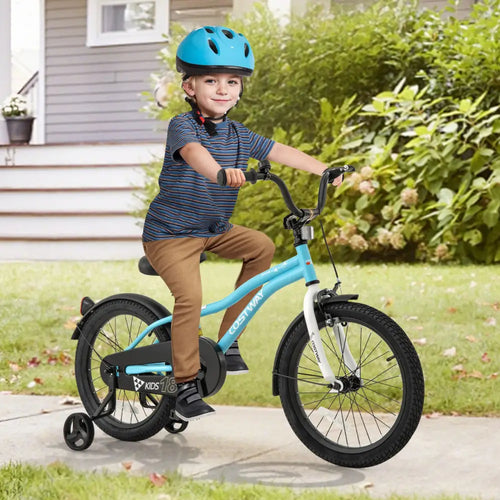 18-Inch Kids Bike for 4-8 Years Old Children Bicycle with Training Wheels - Blue - Kids Bike
