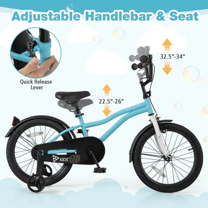 18 - Inch Kids Bike for 4 - 8 Years Old Children Bicycle with Training Wheels - Oasis Home Essentials