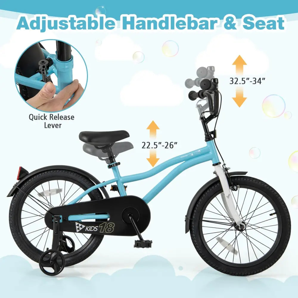 18 - Inch Kids Bike for 4 - 8 Years Old Children Bicycle with Training Wheels - Oasis Home Essentials