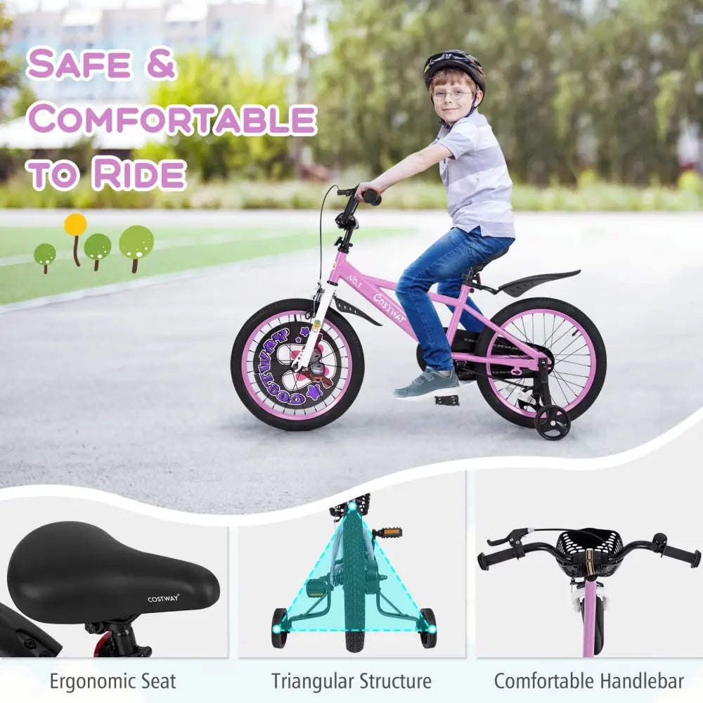 18 Inch Kids Bike for 4 - 8 Years Old Sport Bicycle with Adjustable Handlebar and Saddle - 18 inches - Oasis Home Essentials