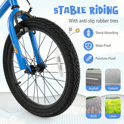 18 Inch Kids Bike LED Lighted Adjustable with Training Wheels for 4-8 Years Old Kids-18 inches - Navy - Kids Bike