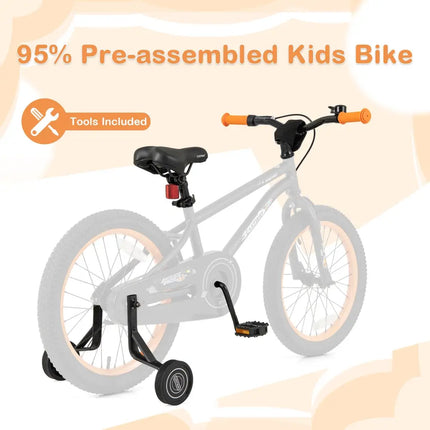 18-Inch Kids Bike Sport Bicycle for 4-8 Years Old with Adjustable Seat-18 inches - Black - Kids Bike