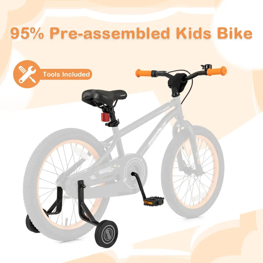 18-Inch Kids Bike Sport Bicycle for 4-8 Years Old with Adjustable Seat-18 inches - Black - Kids Bike