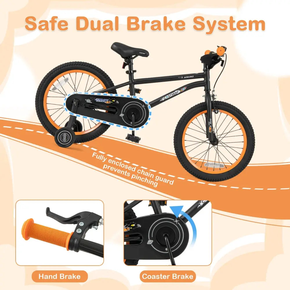 18-Inch Kids Bike Sport Bicycle for 4-8 Years Old with Adjustable Seat-18 inches - Black - Kids Bike