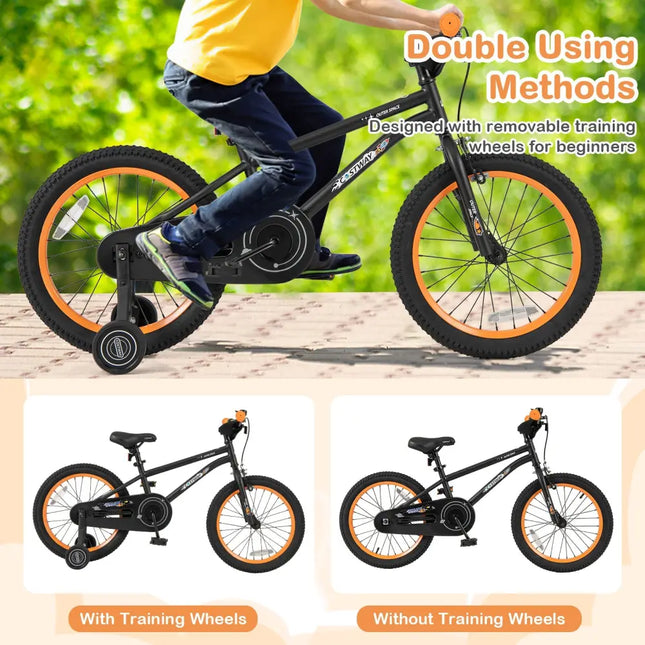 18-Inch Kids Bike Sport Bicycle for 4-8 Years Old with Adjustable Seat-18 inches - Black - Kids Bike