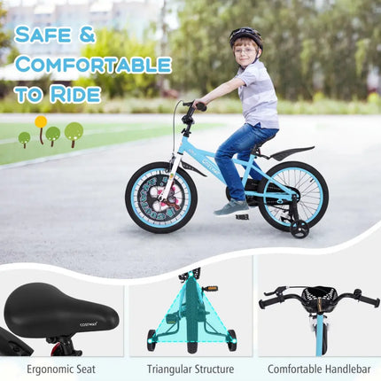 18 Inch Kids Bike with Adjustable Handlebar and Saddle for 4 - 8 Years Old - 18 inches - Oasis Home Essentials
